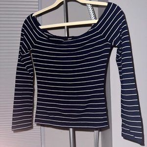 Nautical Boatneck Stretchy Top, Size S